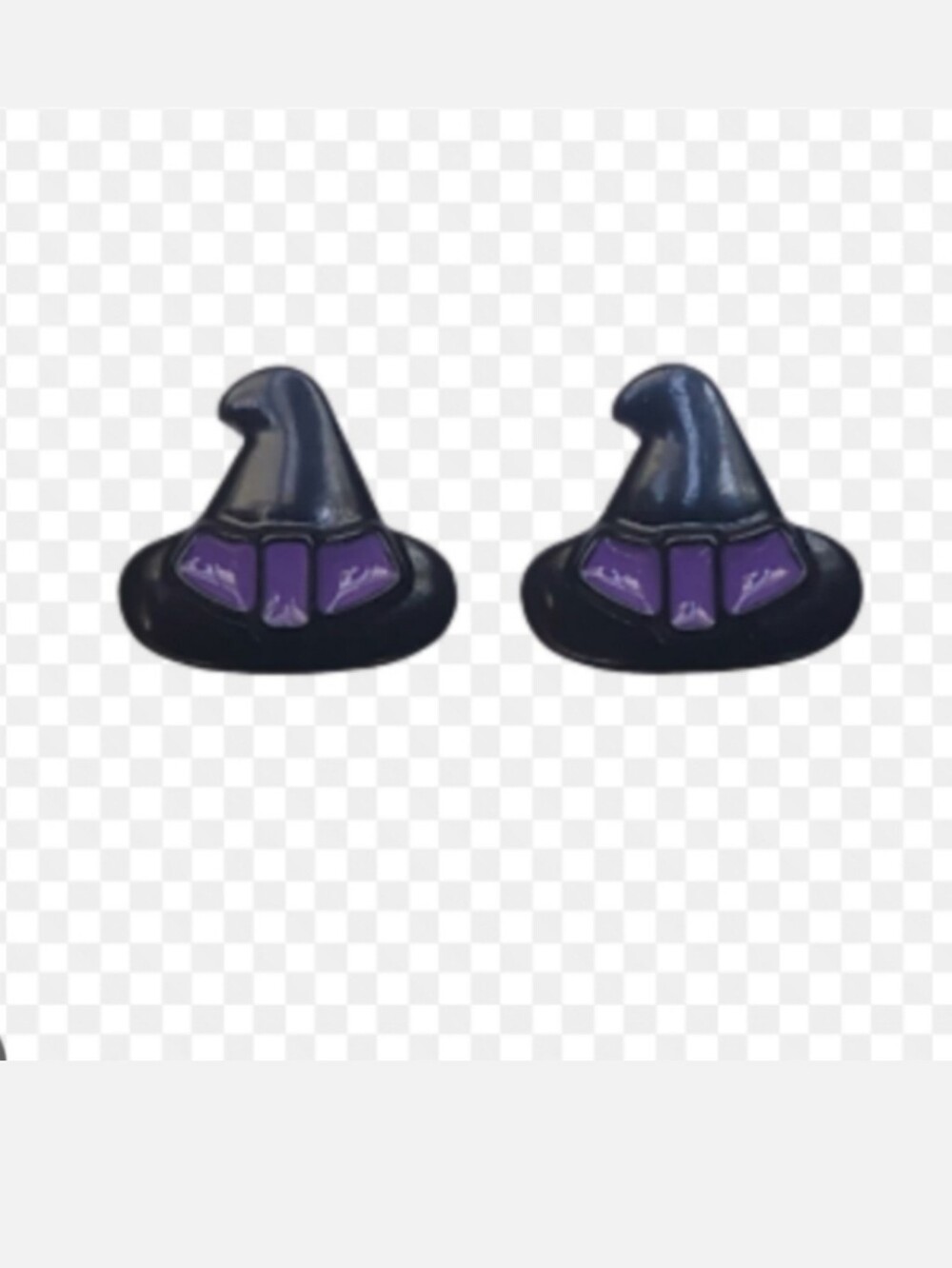 Witch Hat Stud Earrings - Black & Purple